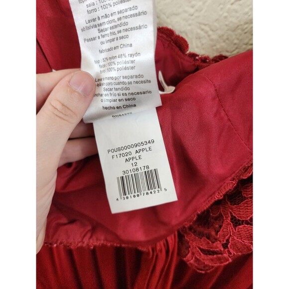 David's Bridal Womens 12 Apple Red Bridesmaid Prom Short Halter Tie Back Dress - Picture 8 of 8